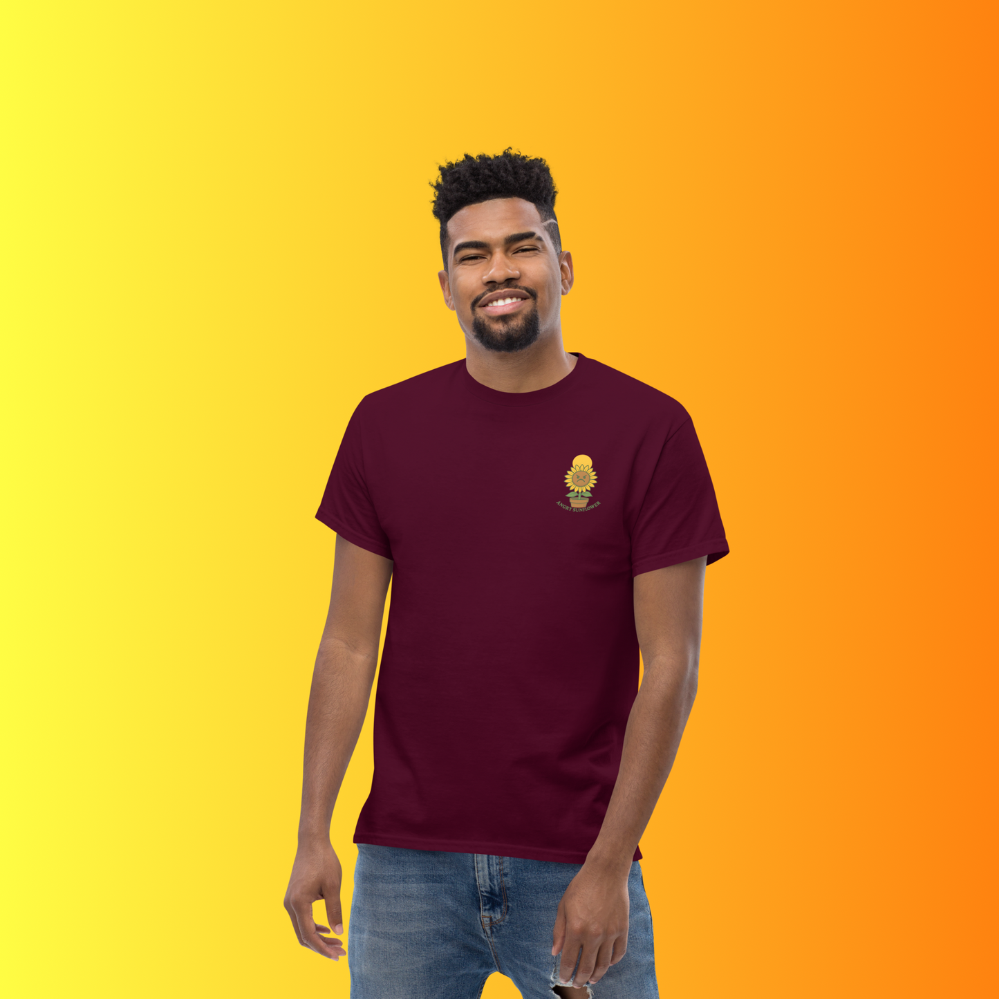 Angry Sunflower T-Shirt – Funny Plant Lover Graphic Tee for Gardeners & Cactus Fans
