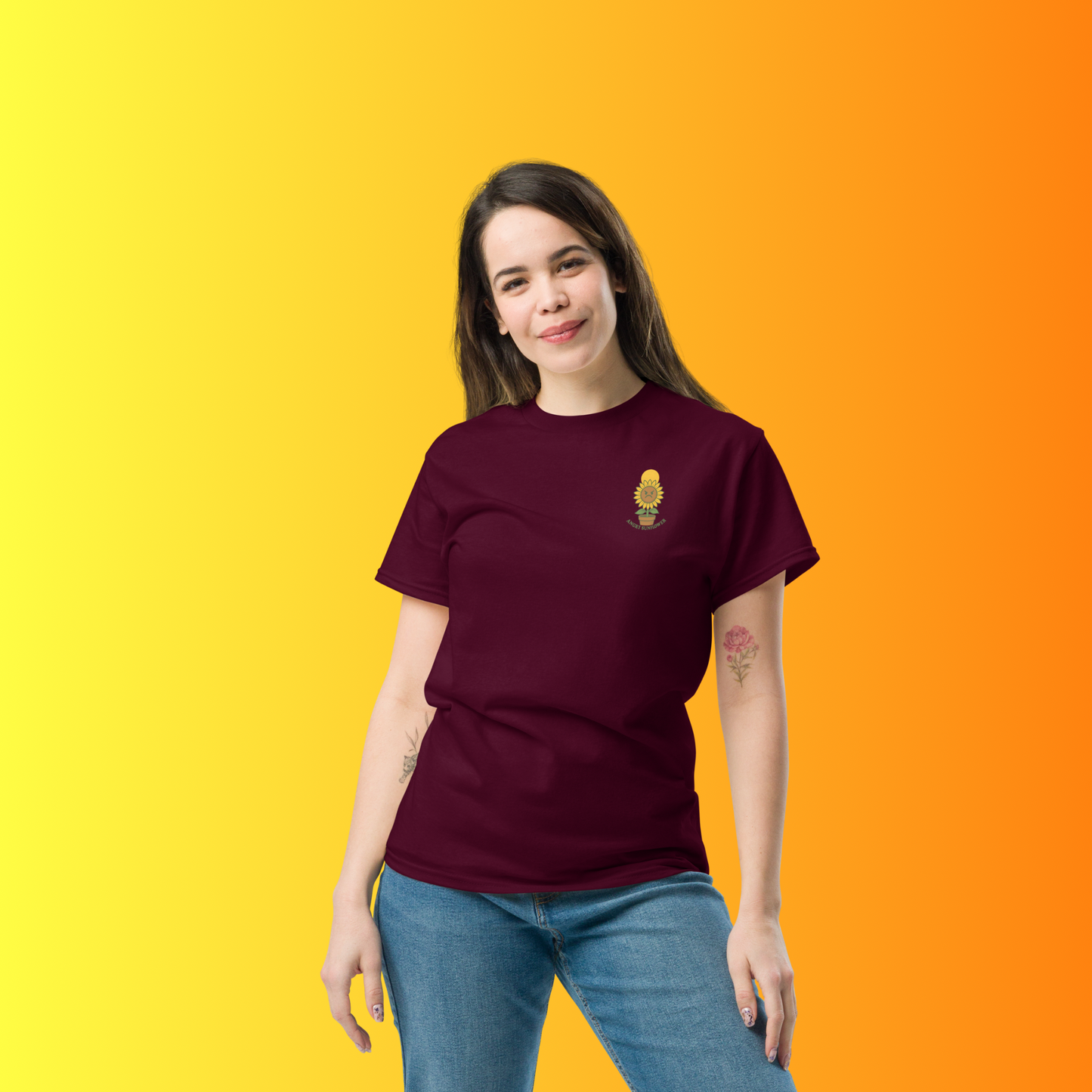 Angry Sunflower T-Shirt F&B – Funny Plant Lover Graphic Tee for Gardeners & Cactus Fans