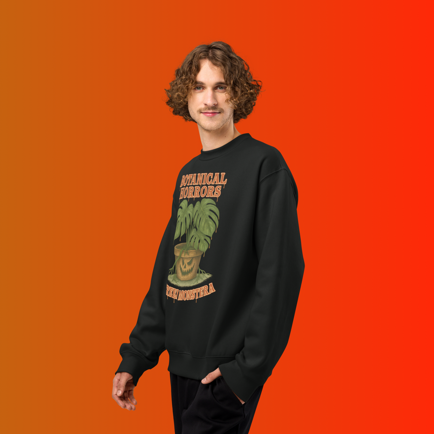 Creepy Monstera Horror Plant Sweatshirt β Botanical Halloween Graphic Sweatshirt