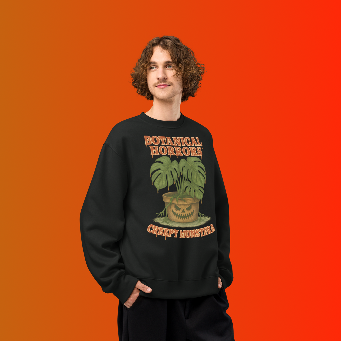 Creepy Monstera Horror Plant Sweatshirt β Botanical Halloween Graphic Sweatshirt
