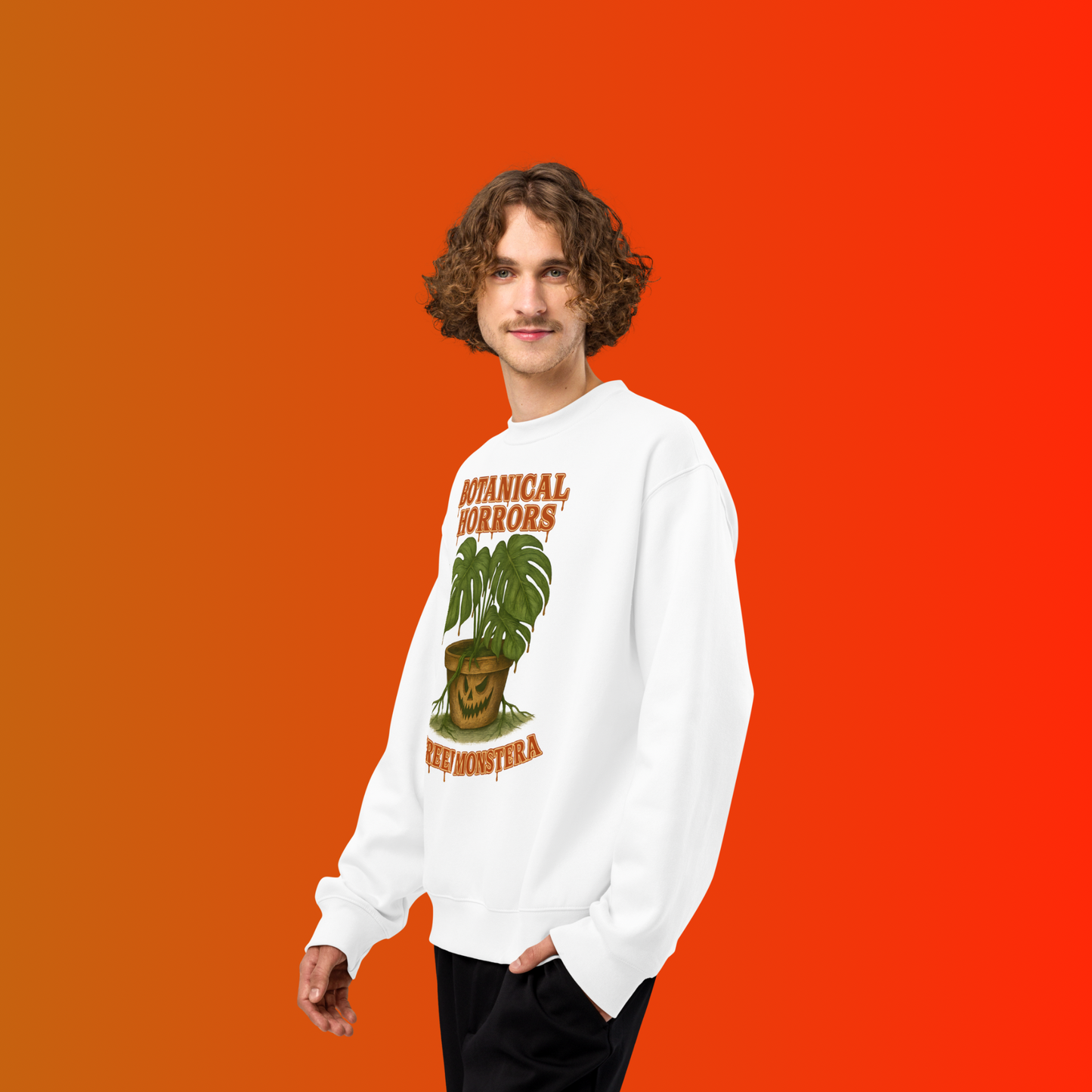 Creepy Monstera Horror Plant Sweatshirt β Botanical Halloween Graphic Sweatshirt