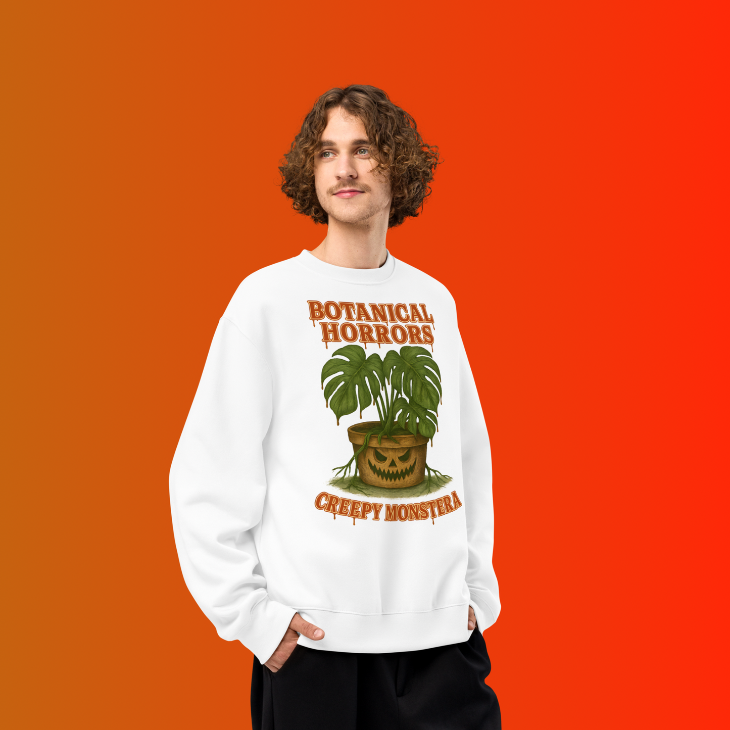 Creepy Monstera Horror Plant Sweatshirt β Botanical Halloween Graphic Sweatshirt