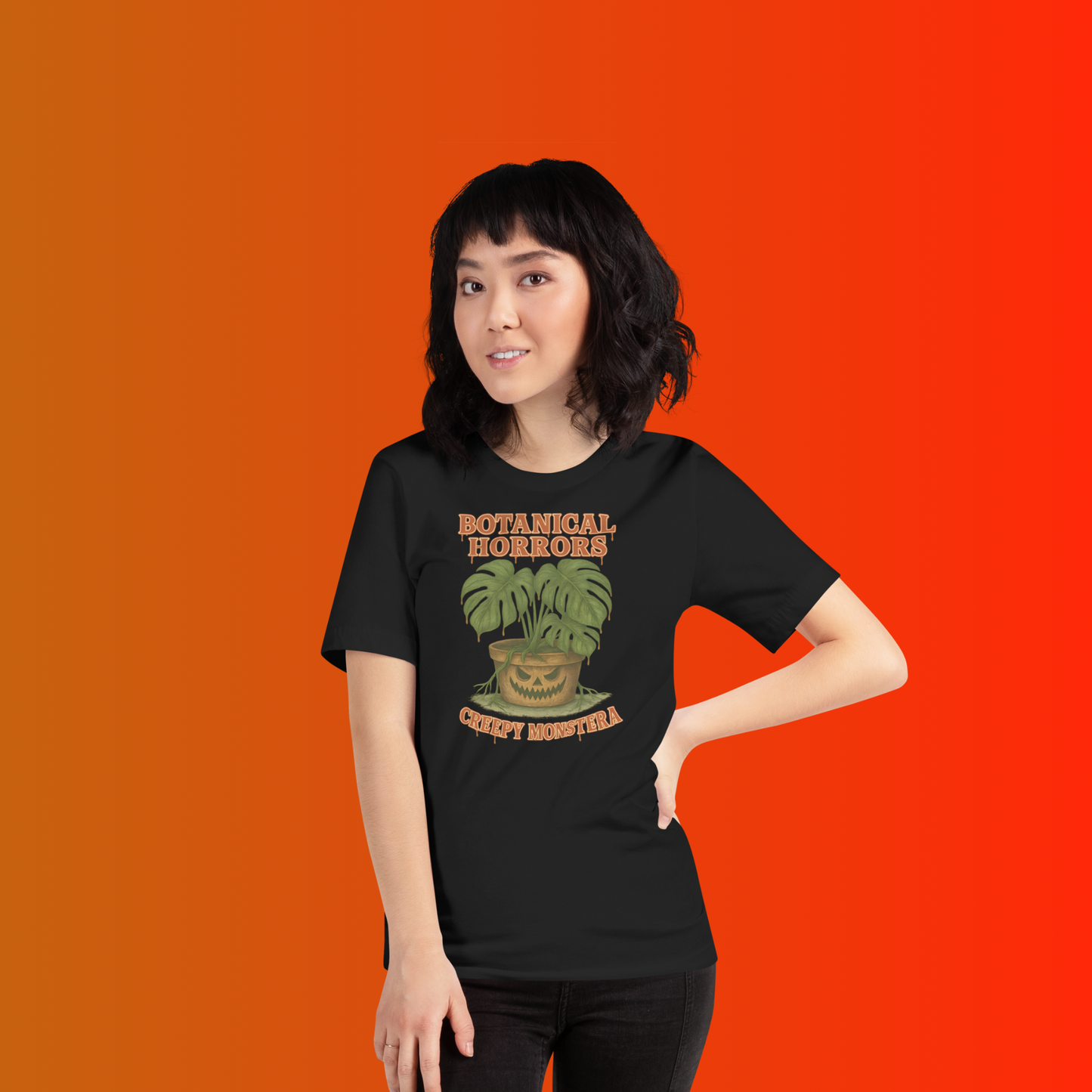Creepy Monstera Horror Plant Shirt β Botanical Halloween Graphic Tee