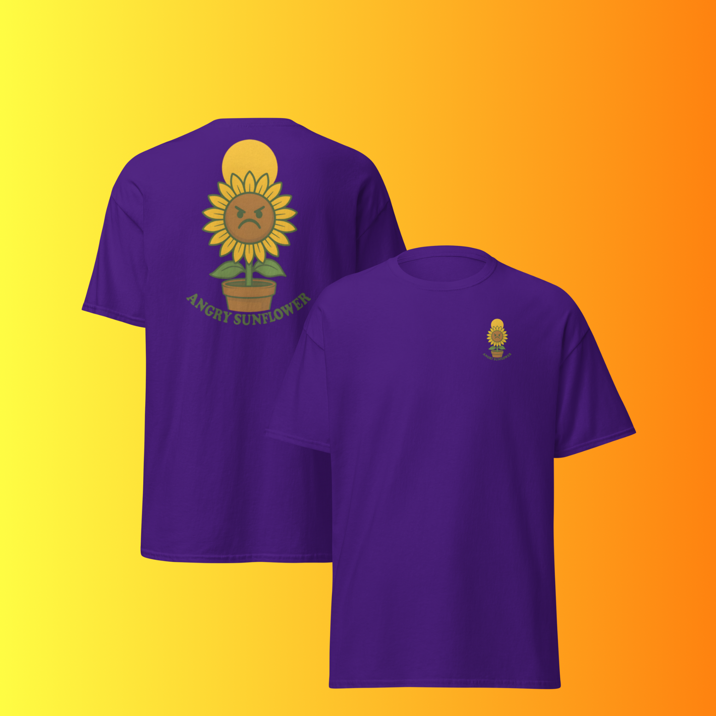 Angry Sunflower T-Shirt F&B – Funny Plant Lover Graphic Tee for Gardeners & Cactus Fans