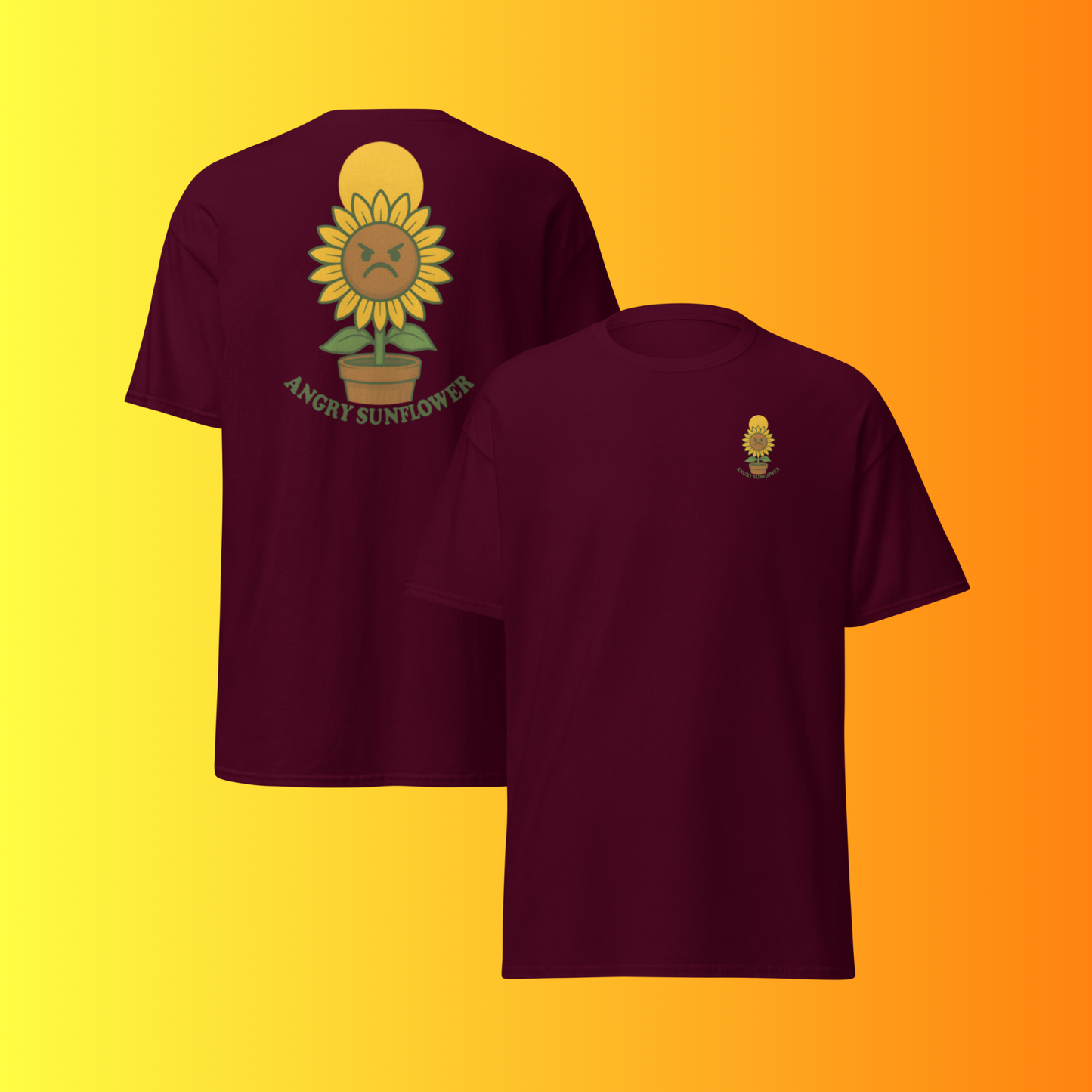 Angry Sunflower T-Shirt F&B – Funny Plant Lover Graphic Tee for Gardeners & Cactus Fans