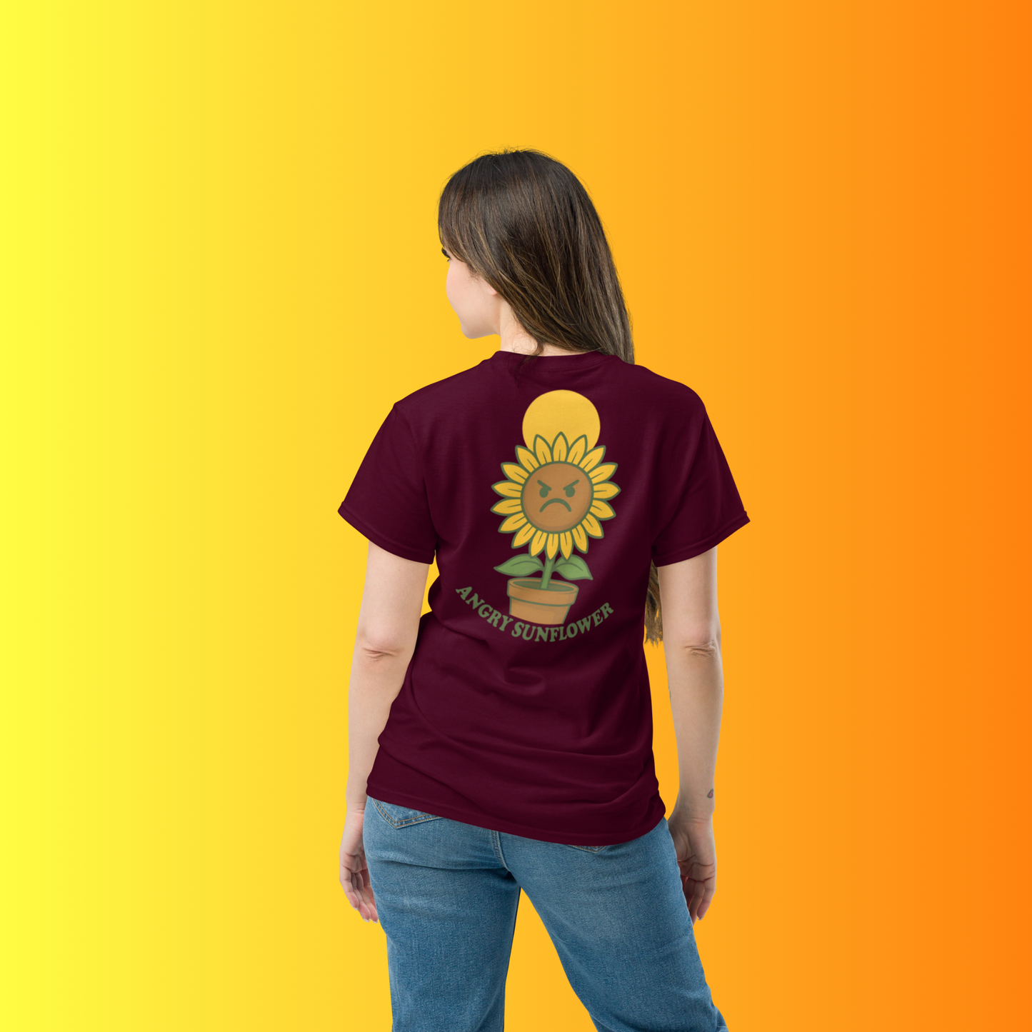 Angry Sunflower T-Shirt F&B – Funny Plant Lover Graphic Tee for Gardeners & Cactus Fans