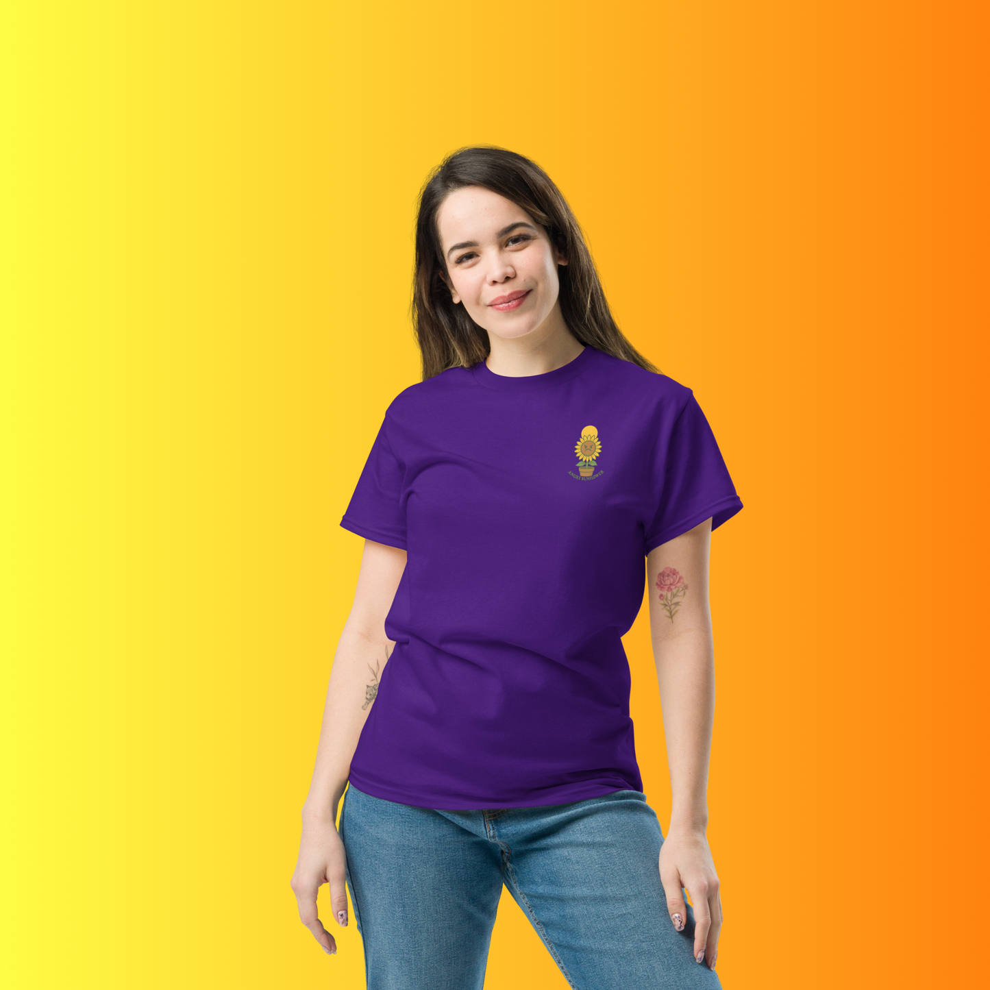 Angry Sunflower T-Shirt F&B – Funny Plant Lover Graphic Tee for Gardeners & Cactus Fans