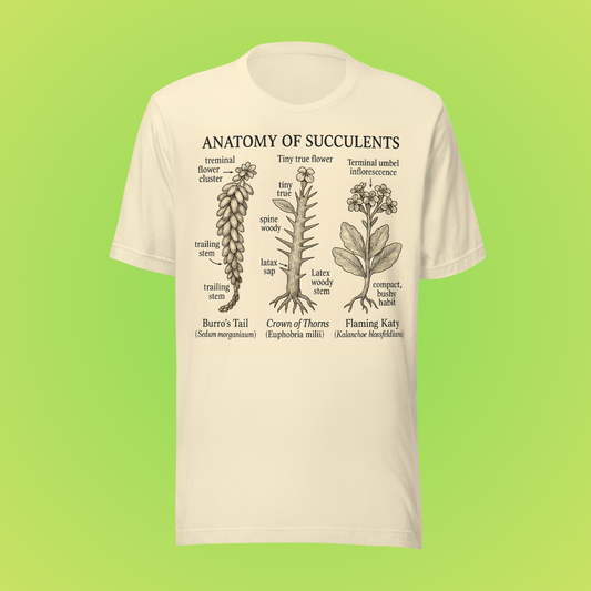 Anatomy of Succulents – Vintage Botanical Illustration T-Shirt
