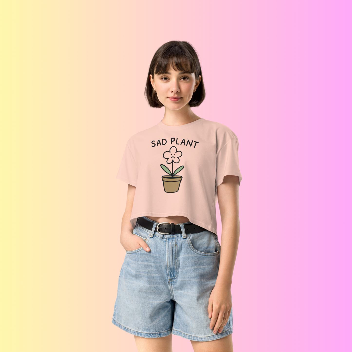 Sad Plant T-Shirt – Cute Minimalist Botanical Graphic Tee