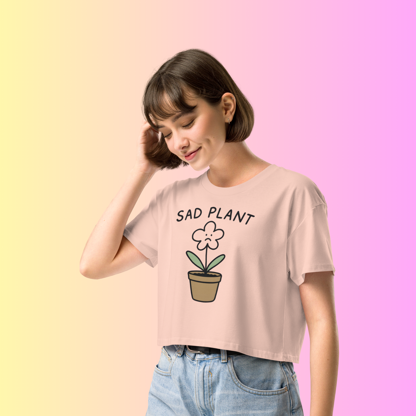 Sad Plant T-Shirt – Cute Minimalist Botanical Graphic Tee