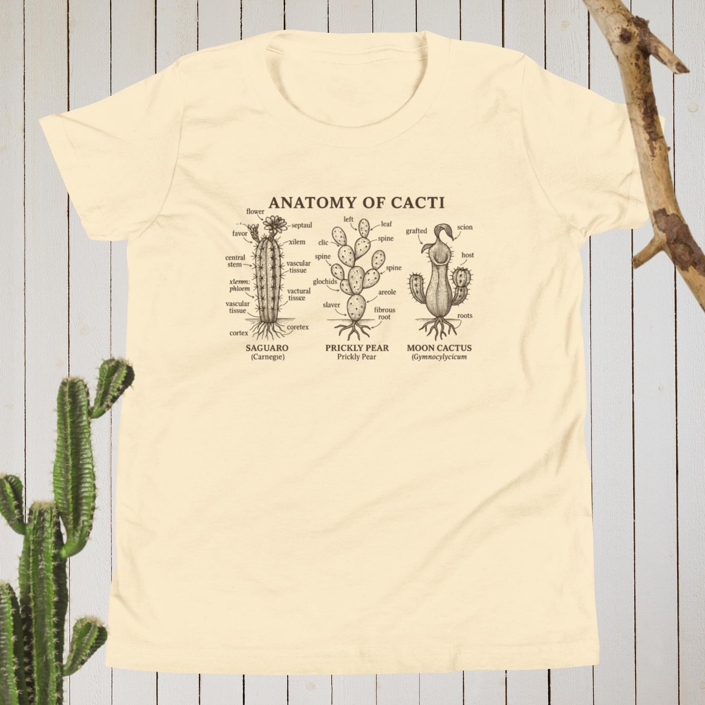 Anatomy of Cacti – Vintage Desert Botanical Illustration T-Shirt