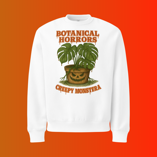 Creepy Monstera Horror Plant Sweatshirt – Botanical Halloween Graphic Sweatshirt